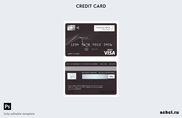 цифровая загрузка шаблона карты Visa банка Andorra Andbank